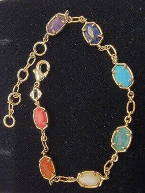Gold-Tone Multi-Color Gemstone Link Bracelet - Women